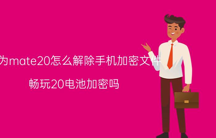 华为mate20怎么解除手机加密文件 畅玩20电池加密吗？